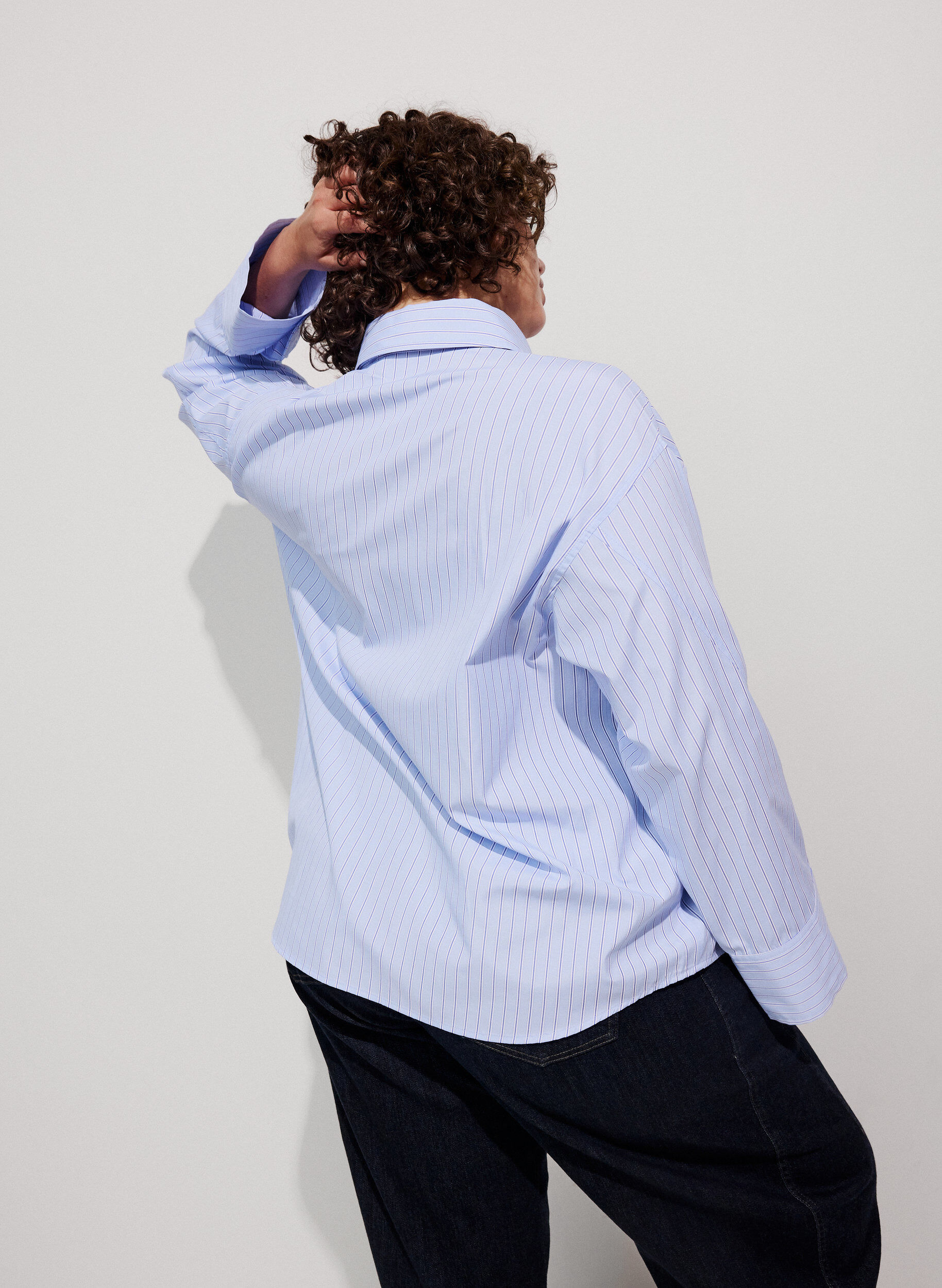 ZizziLoose fit skjorte med knytebelte, Bl&aring;, Model image number 2