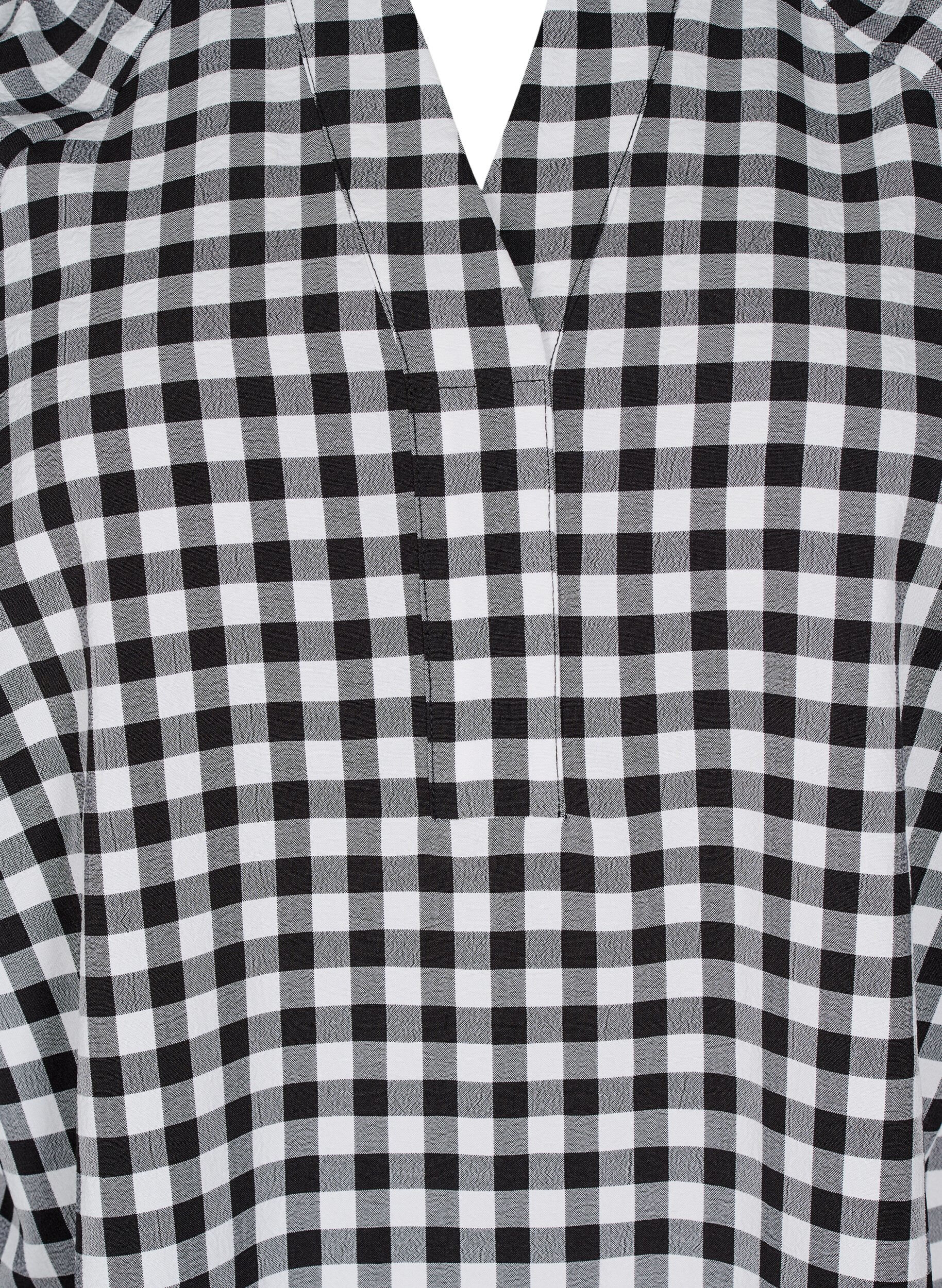 Zizzi Rutete tunika med V-hals, Black/W. Gingham, Packshot image number 2