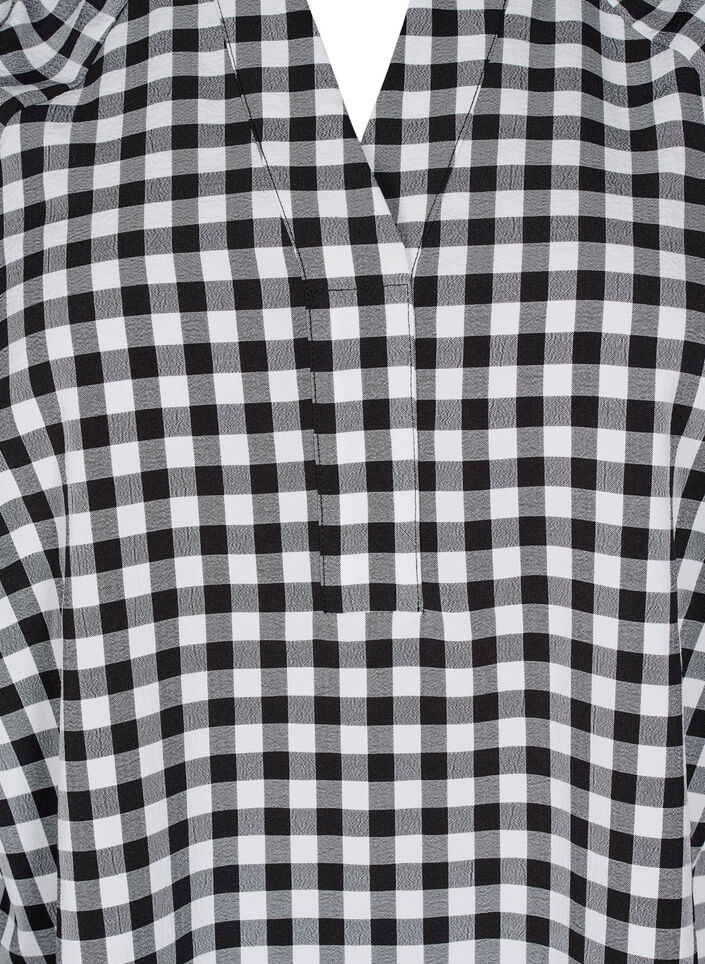 Rutete tunika med V-hals, Black/W. Gingham, Packshot image number 2