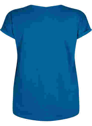 Kortermet T-skjorte i bomullsblanding, Petrol Blue, Packshot image number 1