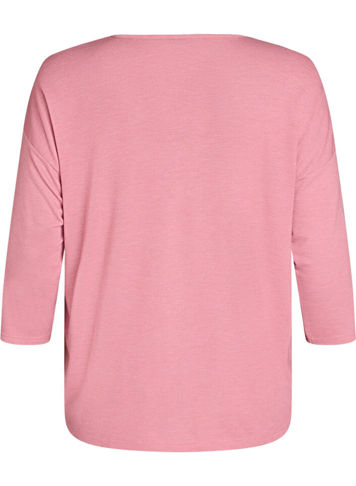 Jersey bluse med 3/4 ermer, Rosa, Packshot image number 1