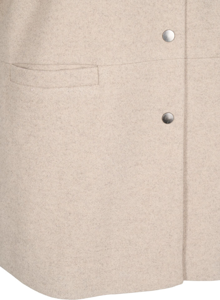 Cape-jakke i ull-look med korte ermer, Simply Taupe Mel., Packshot image number 3