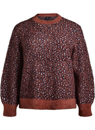 Strikkeplagg med dyretrykk og fluffy finish, Mahogany Comb