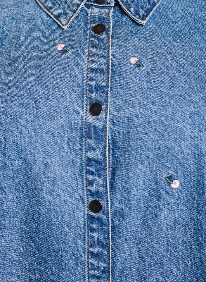 Denimskjorte med broderte motiver, Blå, Packshot image number 2
