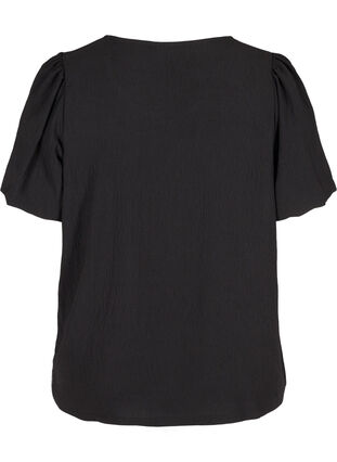 Bluse med korte puffermer, Black, Packshot image number 1