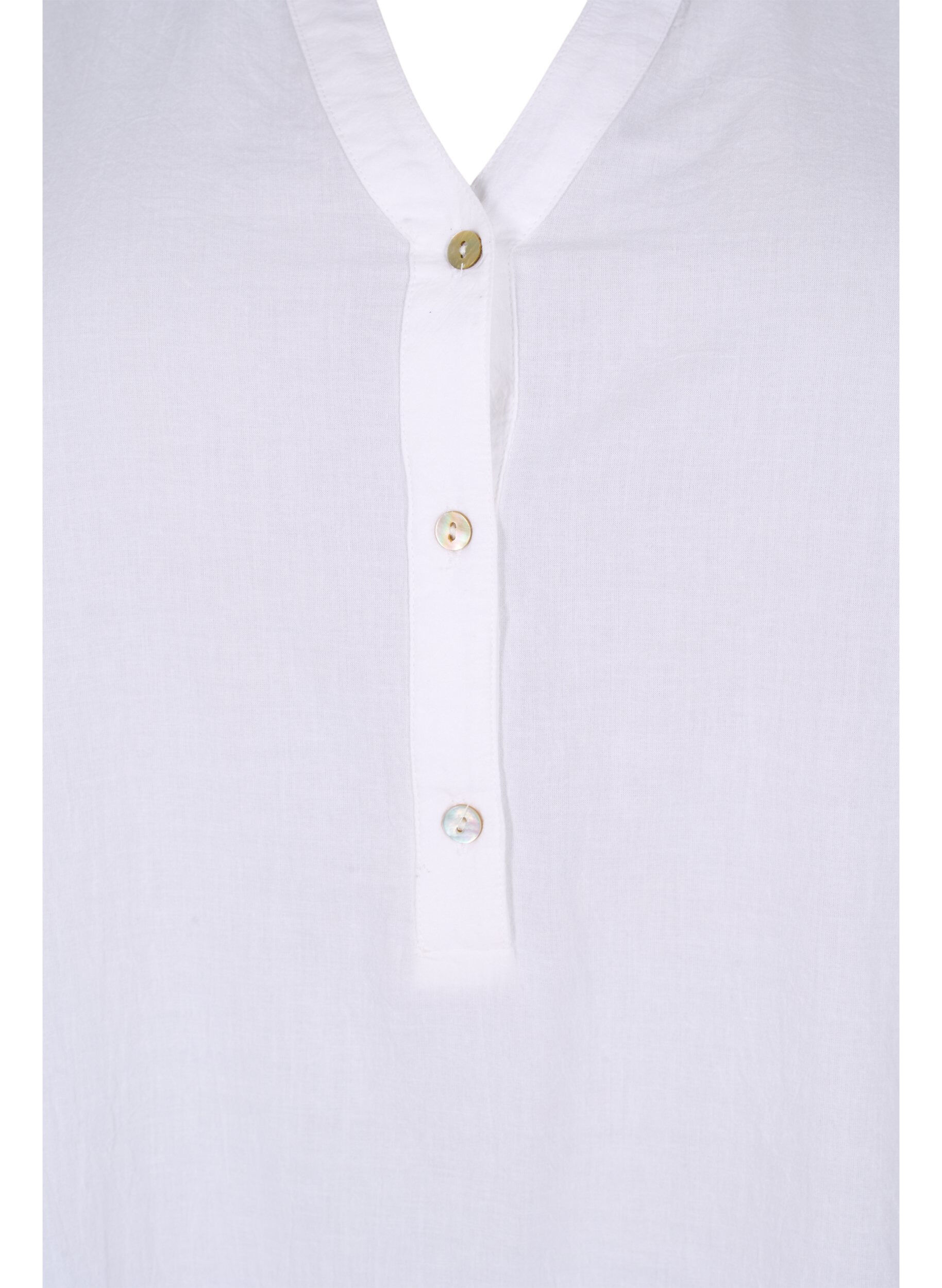 ZizziSkjortebluse med broderi anglaise og 3/4-ermer, Bright White, Packshot image number 2
