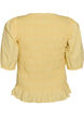 Smockbluse med volangkant og b&aring;thals, Gul, Packshot image number 1