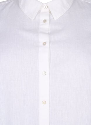 Lang skjorte i lin og bomull, Bright White, Packshot image number 2