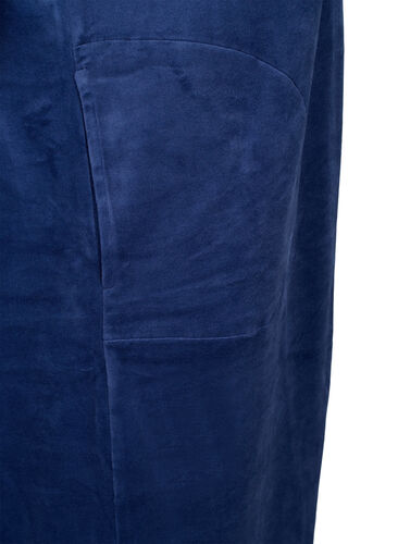Velour morgenkåpe med glidelås, Peacoat, Packshot image number 3