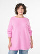 Strikkegenser med diagonalt m&oslash;nster og raglanermer, Rosa, Model image number 0