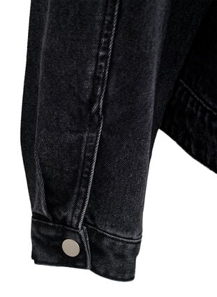 Zizzi Denimjakke med perlefranser, Grey Denim, Packshot image number 3
