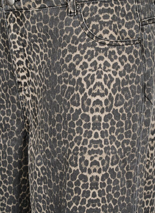 Zizzi Leopardmønstret denim Bermudashorts, Brun, Packshot image number 2
