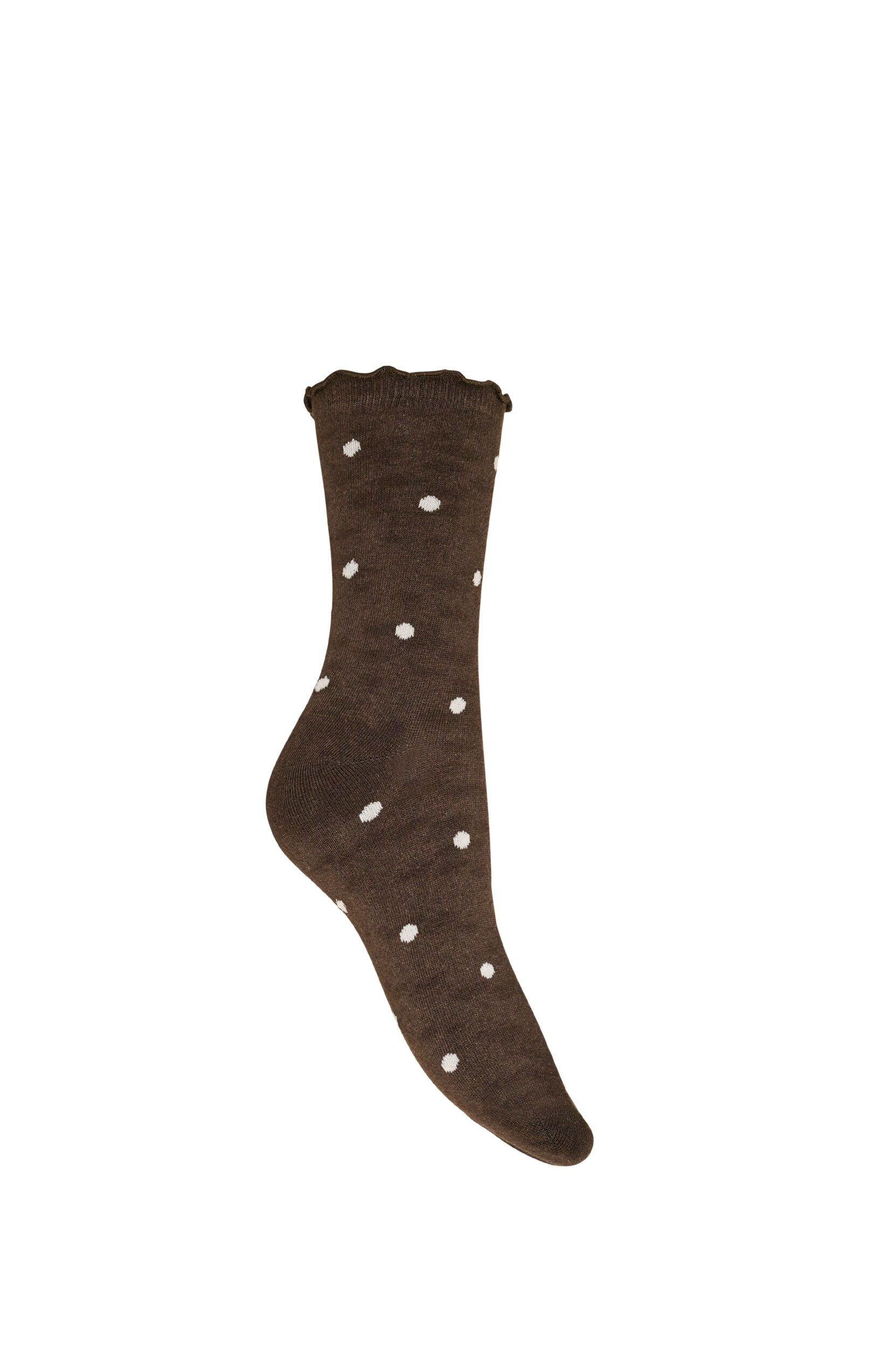 ZizziBomullssokker med m&oslash;nster, Brun, Packshot image number 1