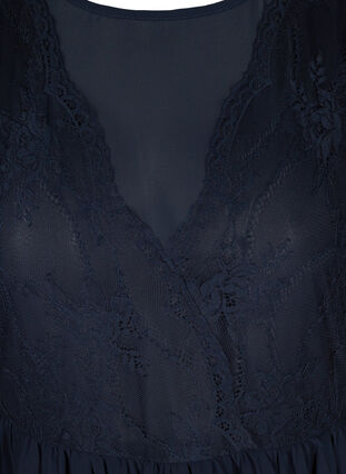 Lang kortermet kjole med blonder, Night Sky, Packshot image number 2