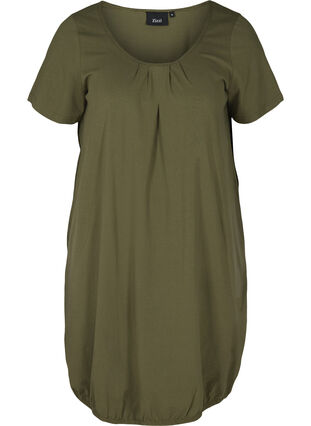 Short-sleeved dress in cotton, Ivy Green, Packshot image number 0