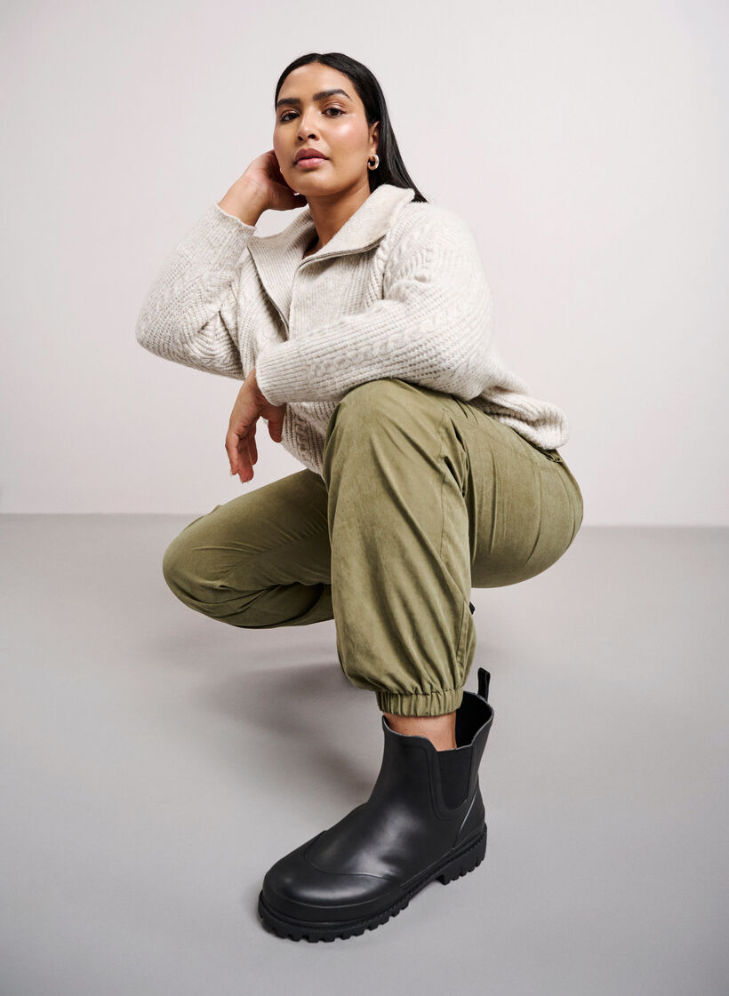 Korte gummistøvler med bred passform, Black, Image image number 0