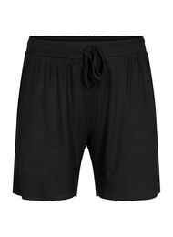 Shorts i viskosekvalitet med ribbestrikk og ledig passform, Black