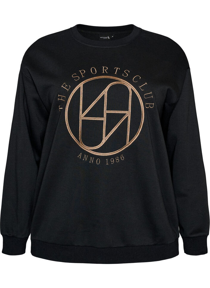 Genser med brodert tekst, Svart, Packshot image number 0