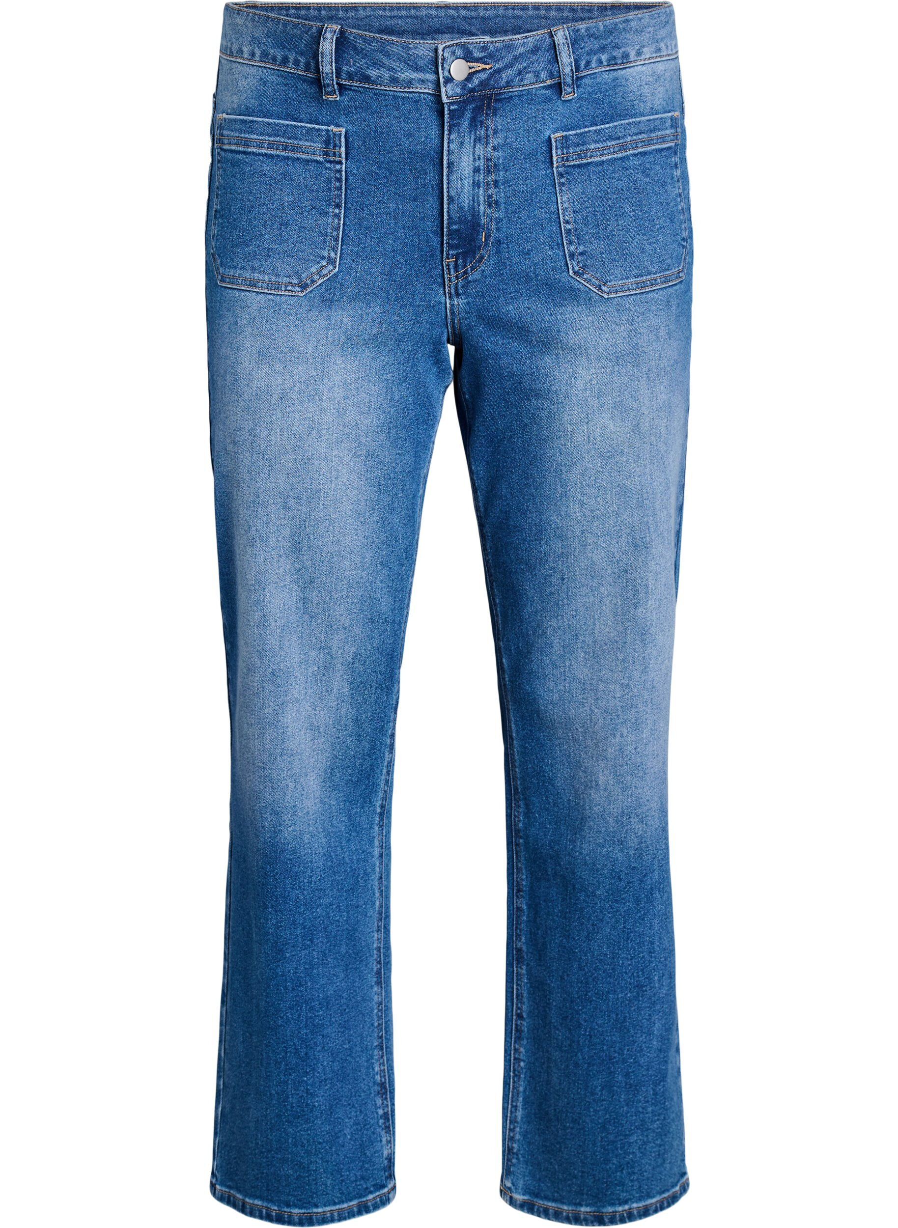 Jeans med forlommer og rette ben