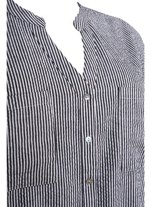 Stripete skjorte i bomull med 3/4-ermer, Black Stripe, Packshot image number 2