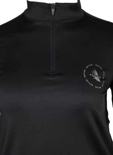 Høyhalset treningsgenser med glidelås, Black, Packshot image number 3