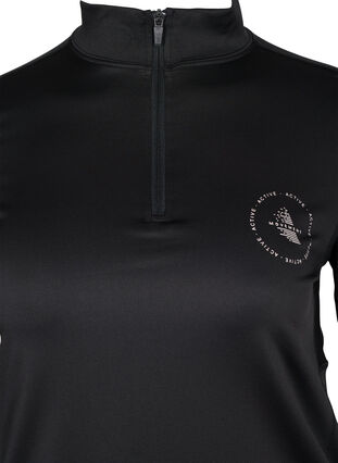 Zizzi Høyhalset treningsgenser med glidelås, Black, Packshot image number 3