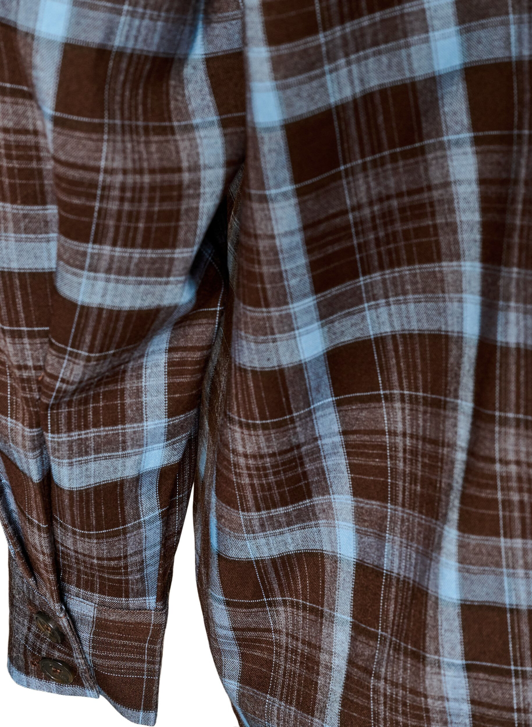ZizziRutete skjorte med Loose fit, Brun, Packshot image number 3