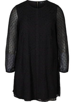Langermet kjole med A-form, Black, Packshot image number 0