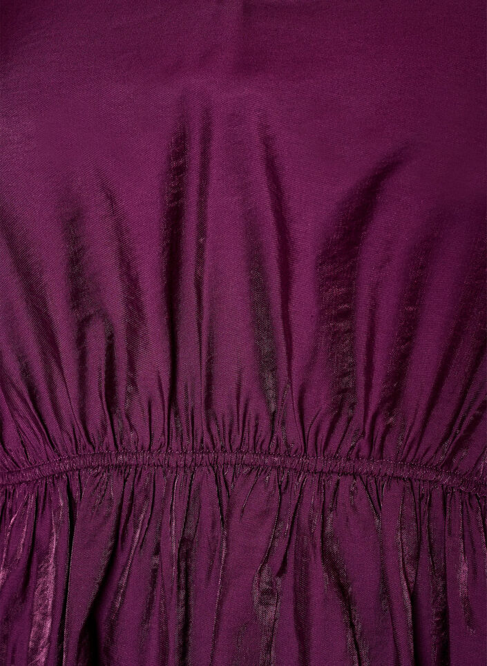 Skinnende viskosebluse med peplumeffekt, Lilla, Packshot image number 2