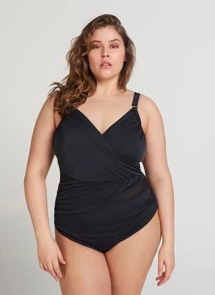 Badedrakt med wrap, Black, Model image number 3