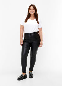 Coated Amy jeans med glidelåsdetaljer	, Black, Model