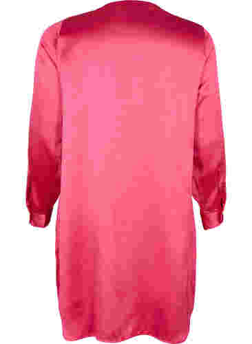 Lang shiny skjorte med splitt, Pink Flambé, Packshot image number 1
