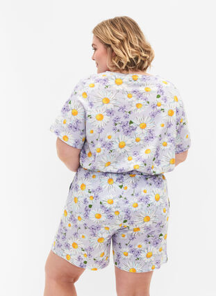 Løs pysjamas shorts med mønster, Lavender Blue AOP, Model image number 1