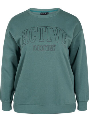 Genser med sporty trykk , Dark Forest, Packshot image number 0