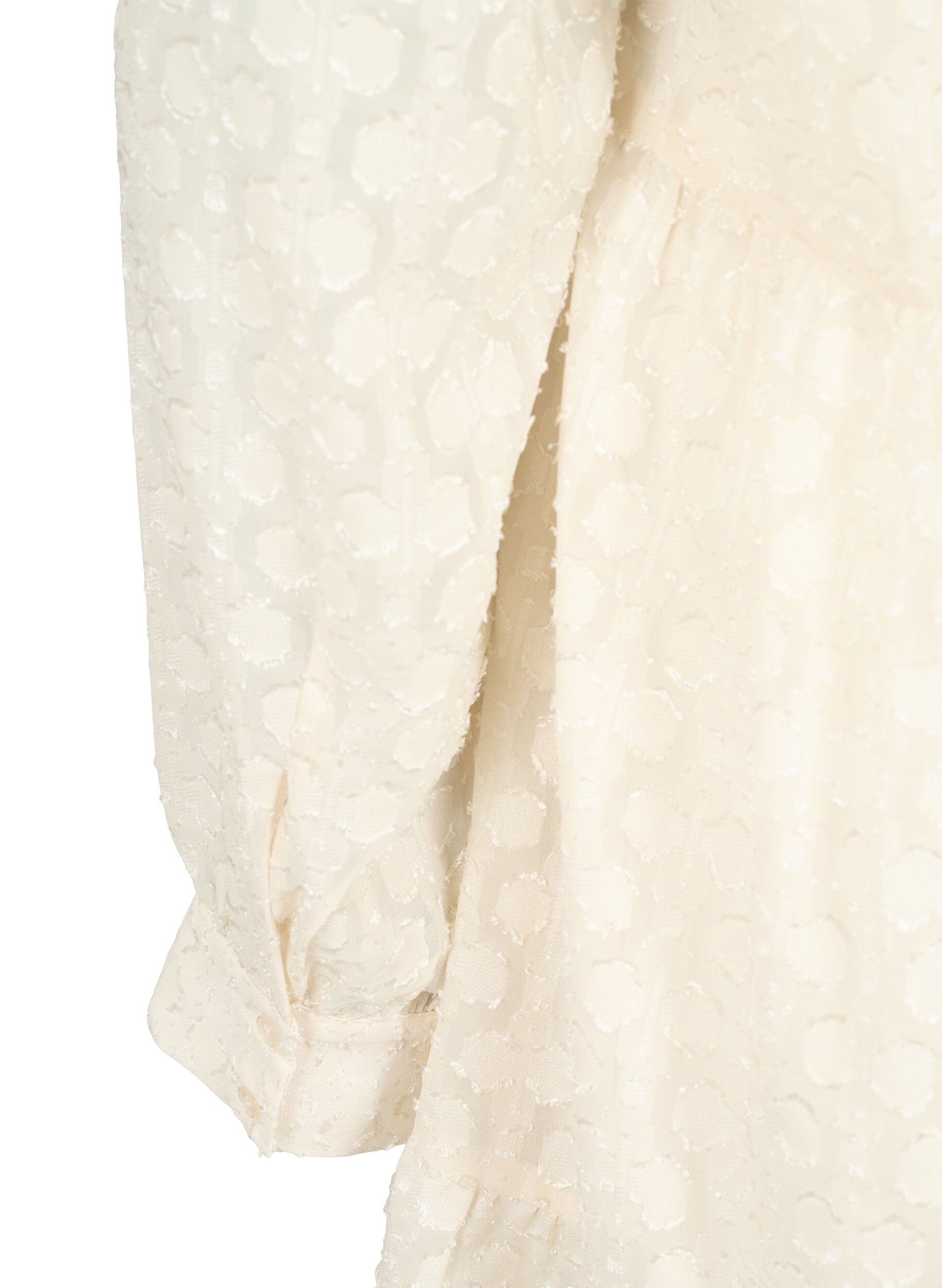 Zizzi Jacquard kjole med volangkrage, Birch, Packshot image number 3