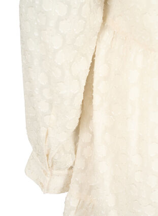 Jacquard kjole med volangkrage, Birch, Packshot image number 3