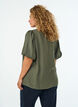 Bluse med ballongermer og V-hals, Gr&oslash;nn, Model image number 1