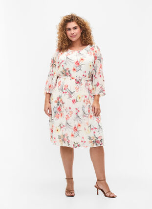 Mønstrete plissékjole med knyting, Sugar Swizzle Flower, Model image number 2