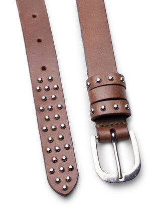 Skinnbelte med nagler, Brown, Packshot image number 2