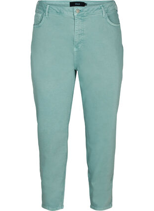 Mom fit Mille jeans i bomull, Chinois Green, Packshot image number 0