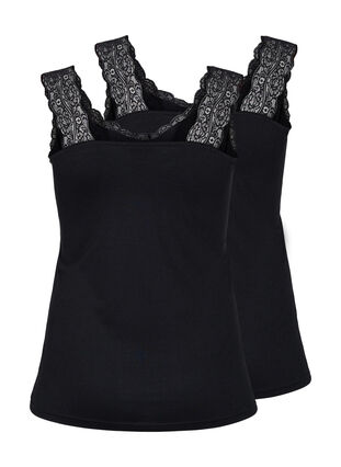 Topp med blonder, 2 stk., Black / Black, Packshot image number 1