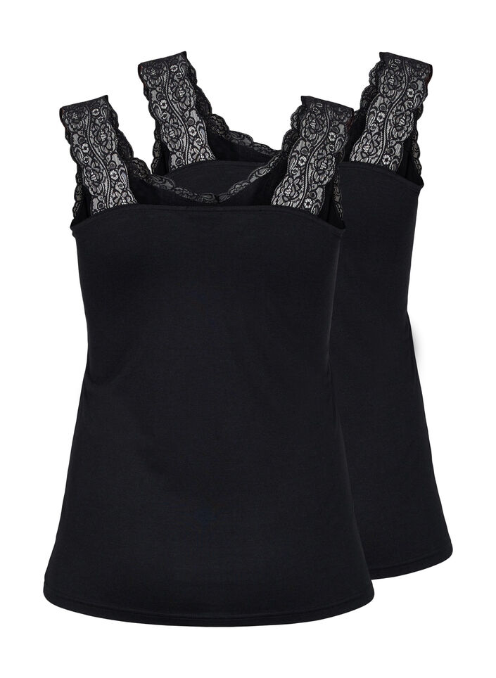 Topp med blonder, 2 stk., Black / Black, Packshot image number 1
