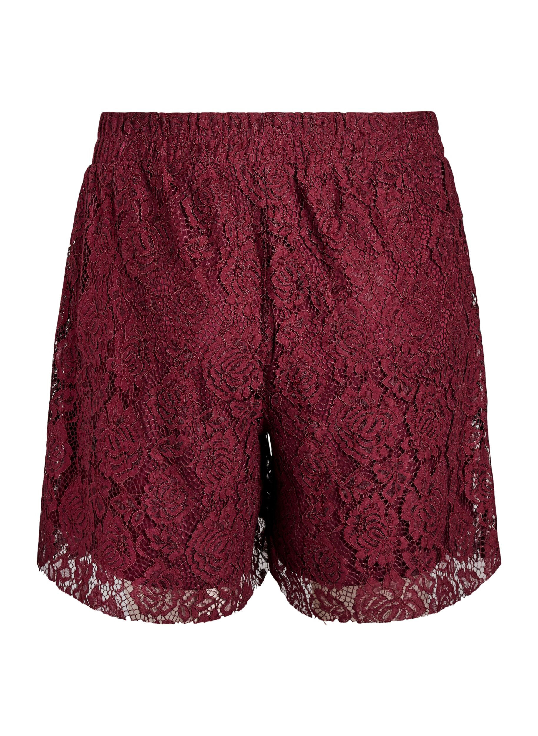 Zizzi Loose fit blonde shorts, M&oslash;rk Bordeaux, Packshot image number 1