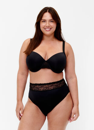 Zizzi Menstruasjonstruser med blonder, Svart, Model image number 0