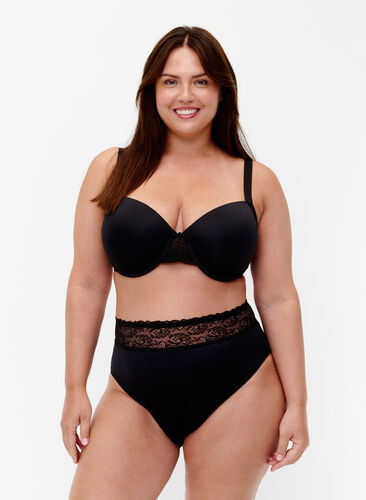 Zizzi Menstruasjonstruser med blonder, Svart, Model image number 0