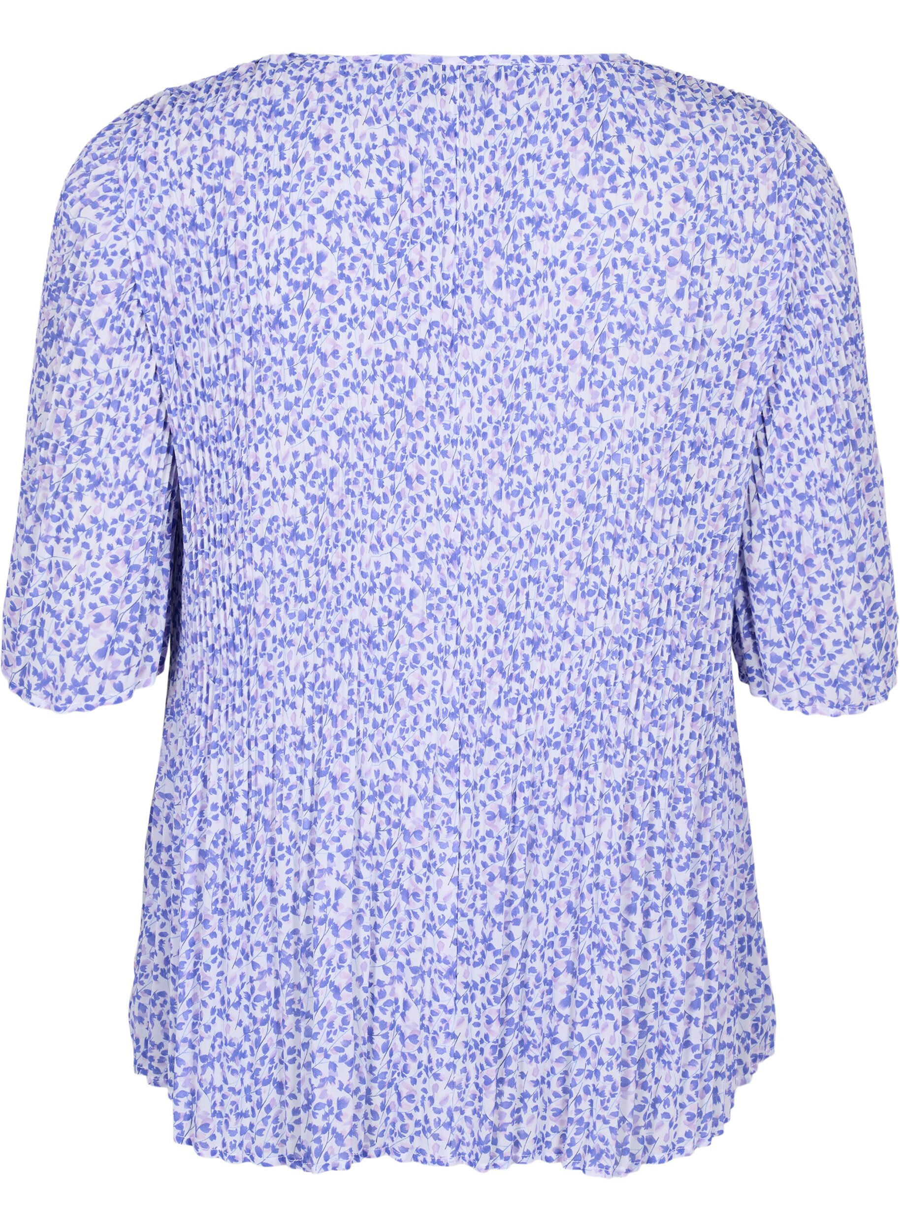 Zizzi Plissert blomstrete bluse, Small Flower AOP, Packshot image number 1