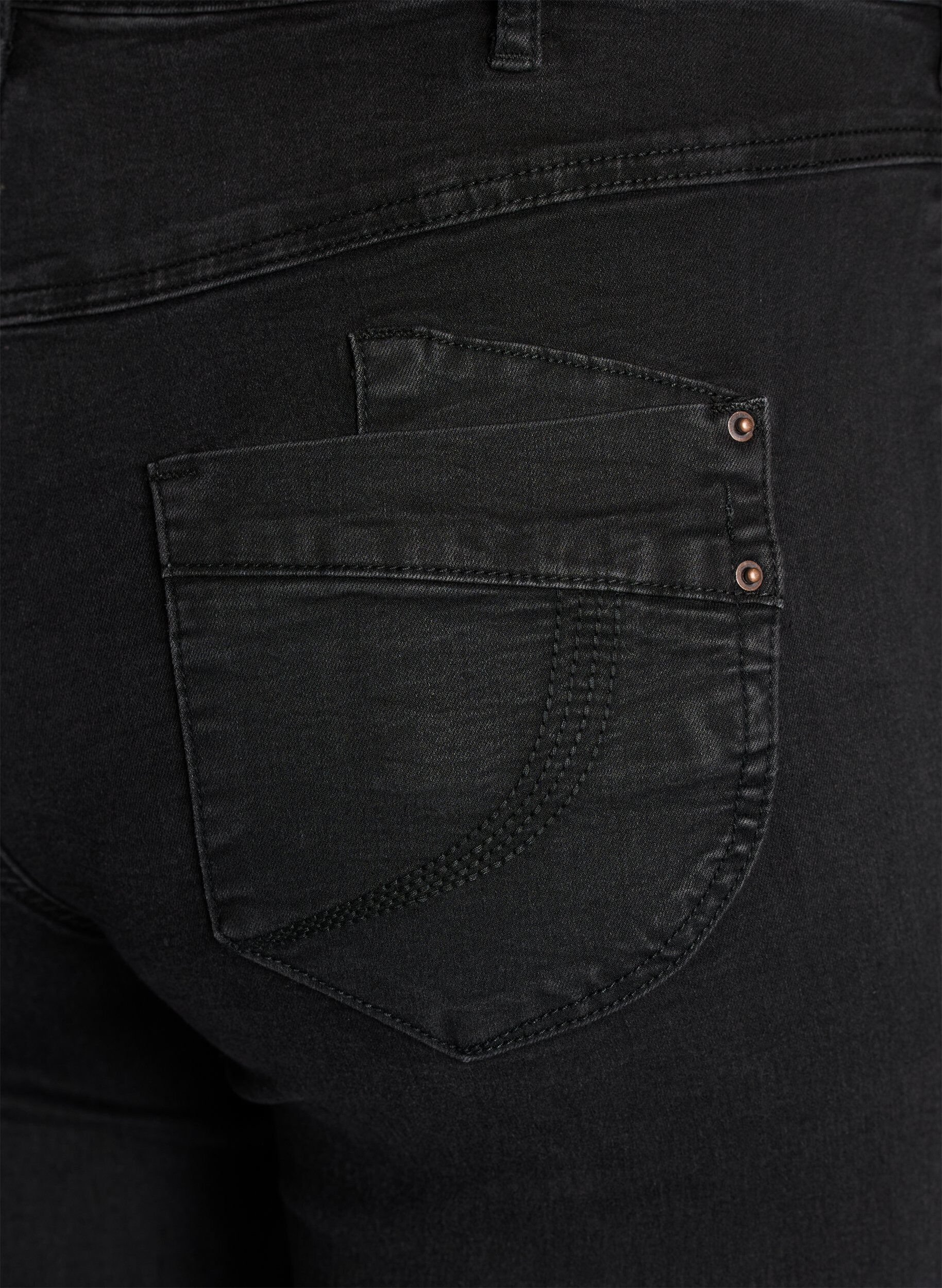 ZizziRegular fit Gemma jeans med h&oslash;y midje, Svart, Packshot image number 3