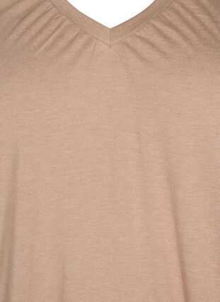 Melert T-skjorte med strikkant, Natural Mél, Packshot image number 2