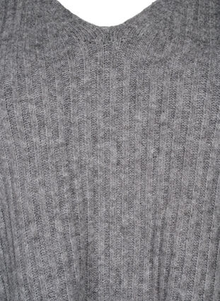 Strikket genser med splitt, Light Grey Melange, Packshot image number 2