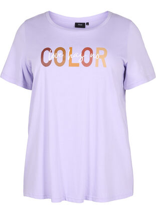 T-skjorte i bomull med trykk, Lavender COLOR, Packshot image number 0